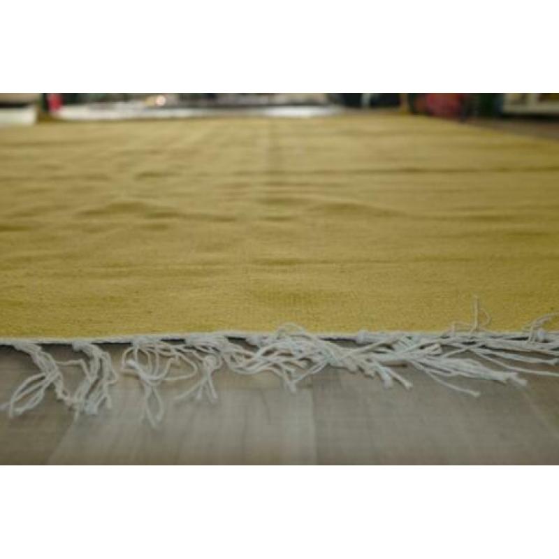 Groot Retro Kilim Vloerkleed/Tapijt Okergeel 200x290 cm