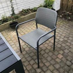 Vierkante buiten tafel + 2 stoelen antraciet