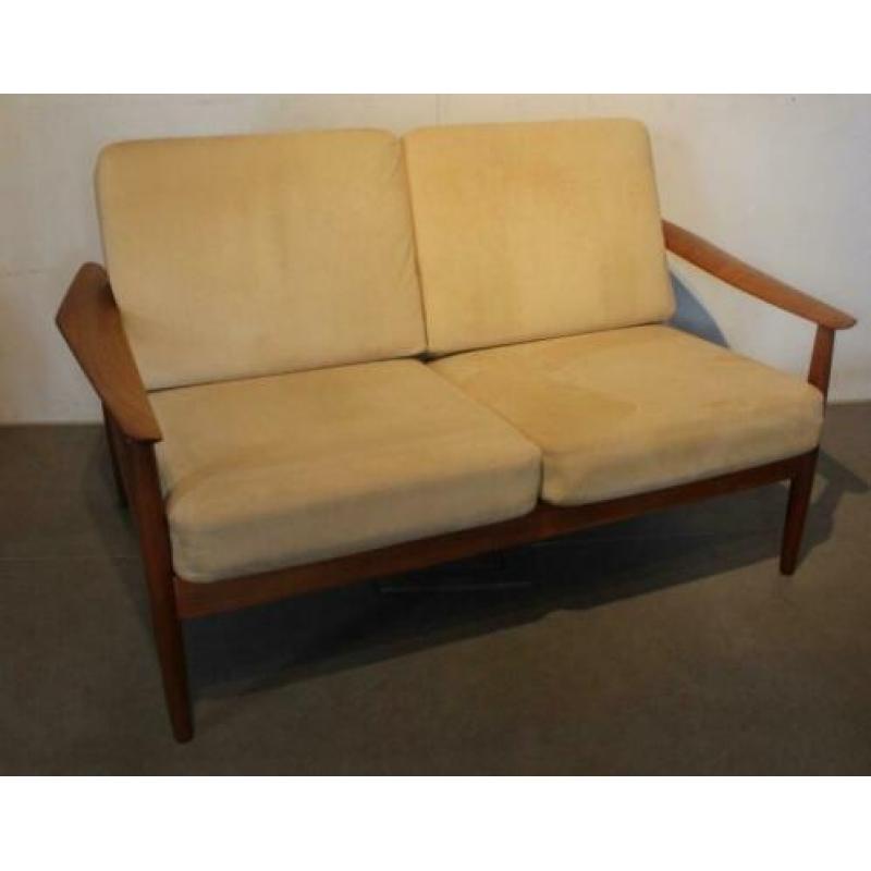 Arne Vodder 2 zits bank, Deens design, retro teak, jaren 60