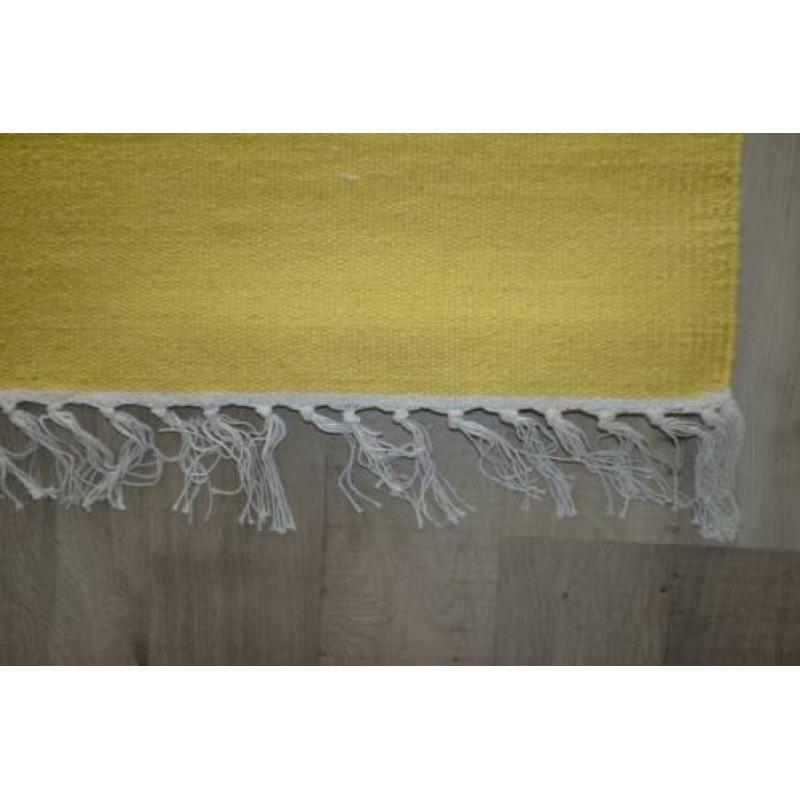 Groot Retro Kilim Vloerkleed/Tapijt Okergeel 200x290 cm