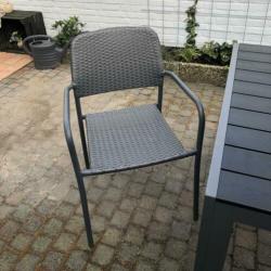 Vierkante buiten tafel + 2 stoelen antraciet