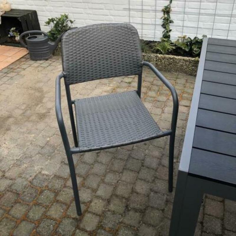 Vierkante buiten tafel + 2 stoelen antraciet