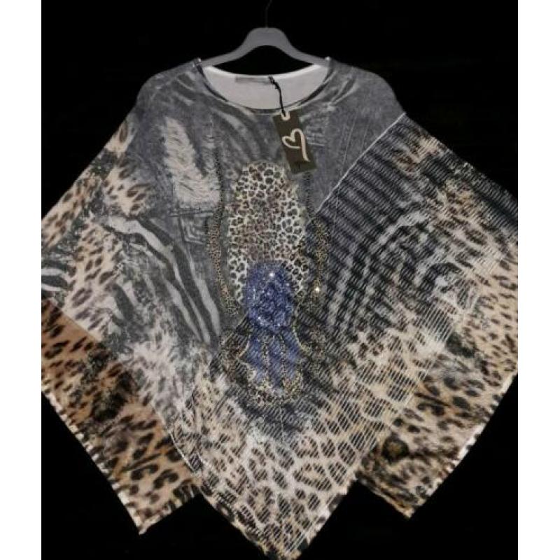 NIEUW !!! Supermooie Missy poncho met glitter en bont