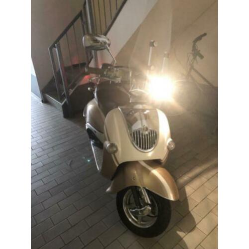 Retro Scooter blauw kentekenplaat incl slot windscherm