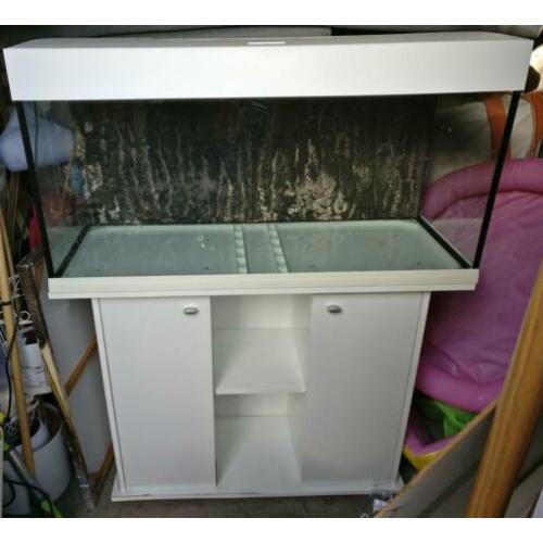 Aquarium Ferplast Dubai 100 wit met meubel en extra lampen