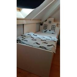 Kinderbed wit bed eenpersoonsbed 200x90cm huisjesbed