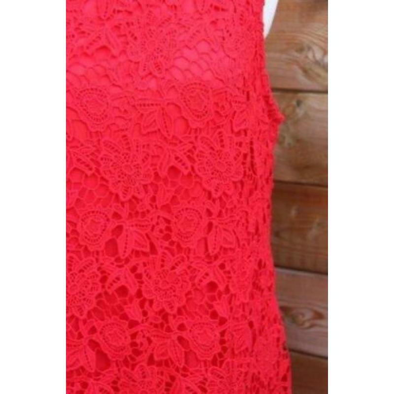 Jurk rood kant Dress Shift mt 44