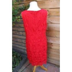 Jurk rood kant Dress Shift mt 44
