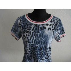 MADE IN ITALY Mooie BLAUWE MERK TOP IN TIJGERPRINT Mt 38/40
