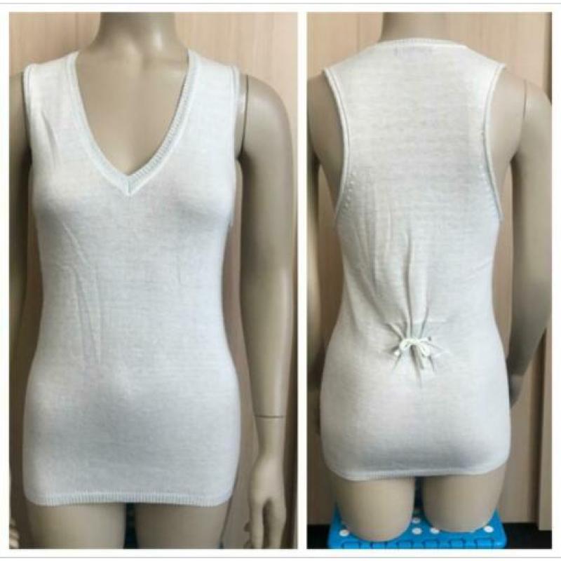 Top Tuniek gilet pullover bont parelmoer off white zilver 36