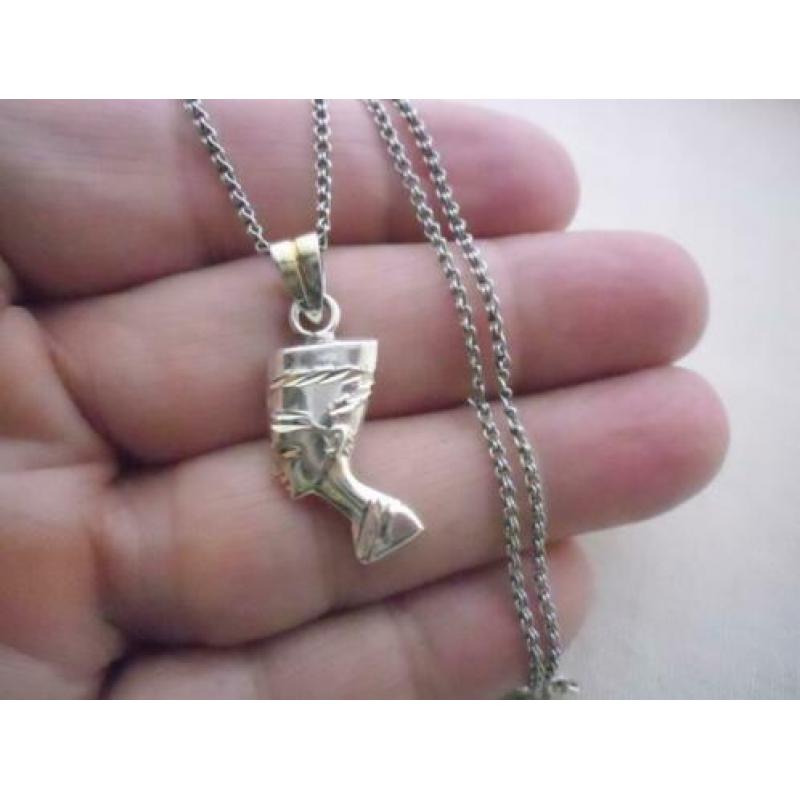 zilveren ketting met Nefertiti hanger [031]