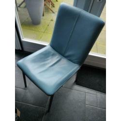 Eetkamerstoel leer 6x blauw, rood