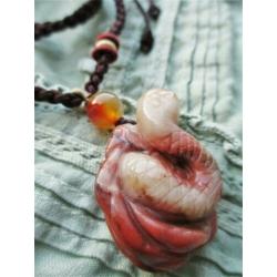Jaspis slang ketting, rood, uniek, natuurlijke edelsteen