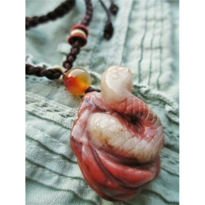 Jaspis slang ketting, rood, uniek, natuurlijke edelsteen