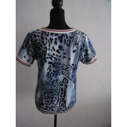 MADE IN ITALY Mooie BLAUWE MERK TOP IN TIJGERPRINT Mt 38/40