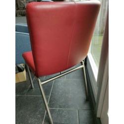 Eetkamerstoel leer 6x blauw, rood