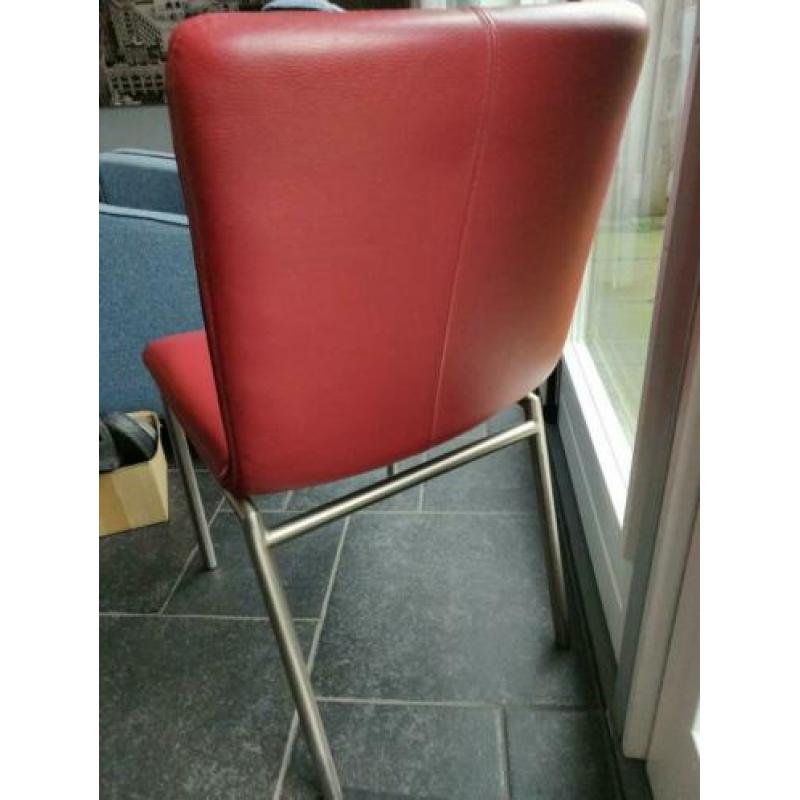 Eetkamerstoel leer 6x blauw, rood