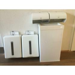 Tork handdoek dispensers, wc rol dispensers, afvalbak 50 L