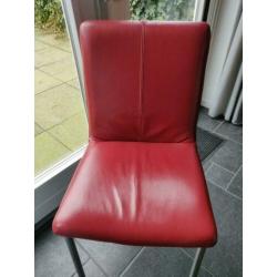 Eetkamerstoel leer 6x blauw, rood