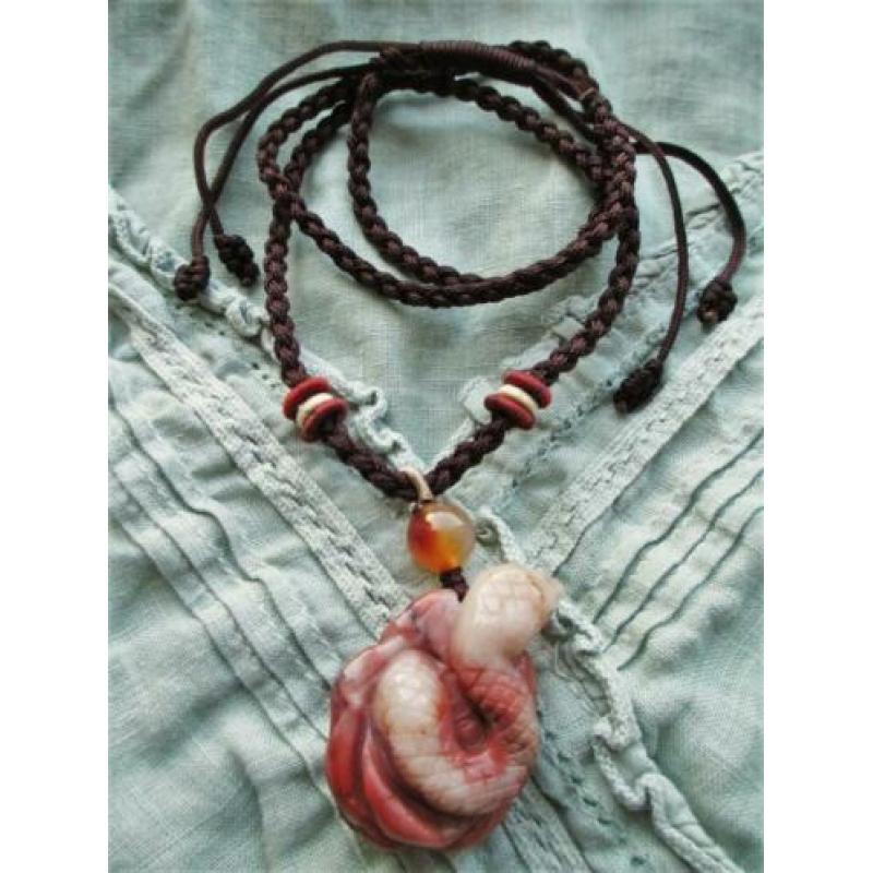 Jaspis slang ketting, rood, uniek, natuurlijke edelsteen