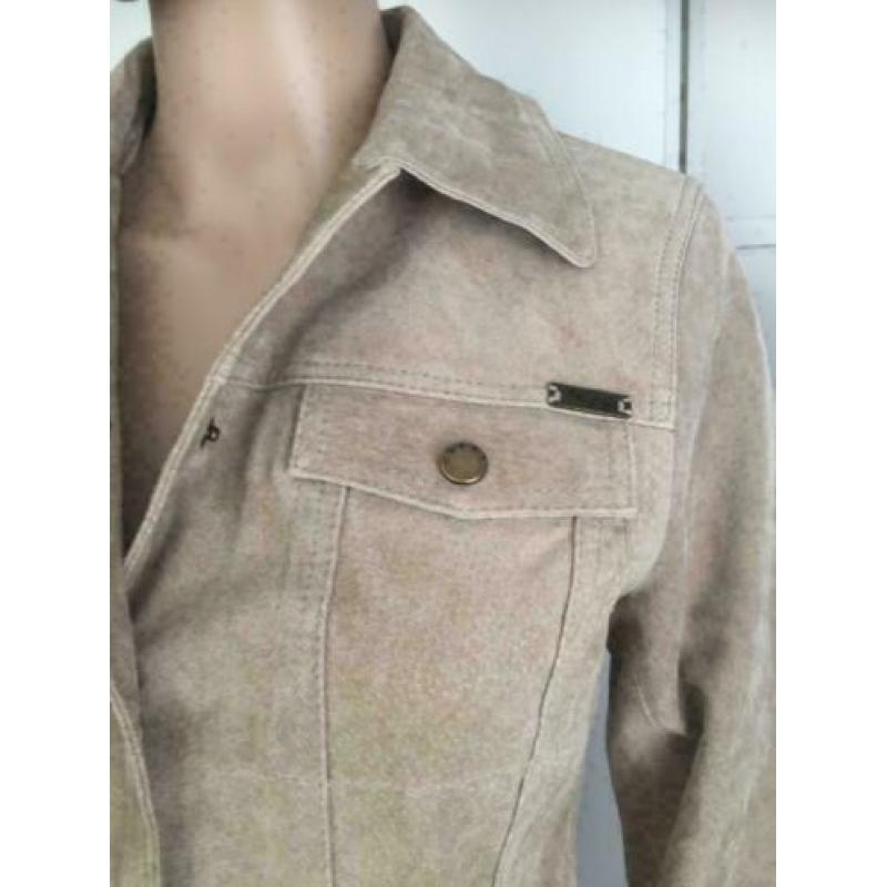 D711 DEPT MAAT M=36/38 echt suede-leren jasje jas beige