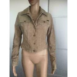 D711 DEPT MAAT M=36/38 echt suede-leren jasje jas beige