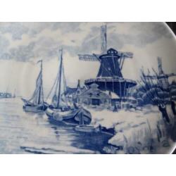 ,PORSELEINENFLES , ANTIEK WANDBORD, n .L. APOL, MOLEN + ZEIL