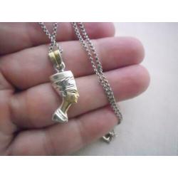 zilveren ketting met Nefertiti hanger [031]