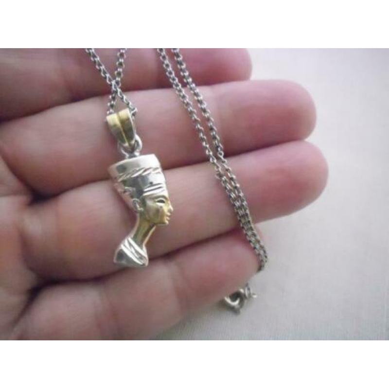 zilveren ketting met Nefertiti hanger [031]