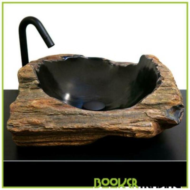 wasbakken van versteend hout / steen DESIGN uit Bali UNIEK