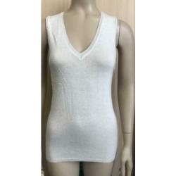 Top Tuniek gilet pullover bont parelmoer off white zilver 36