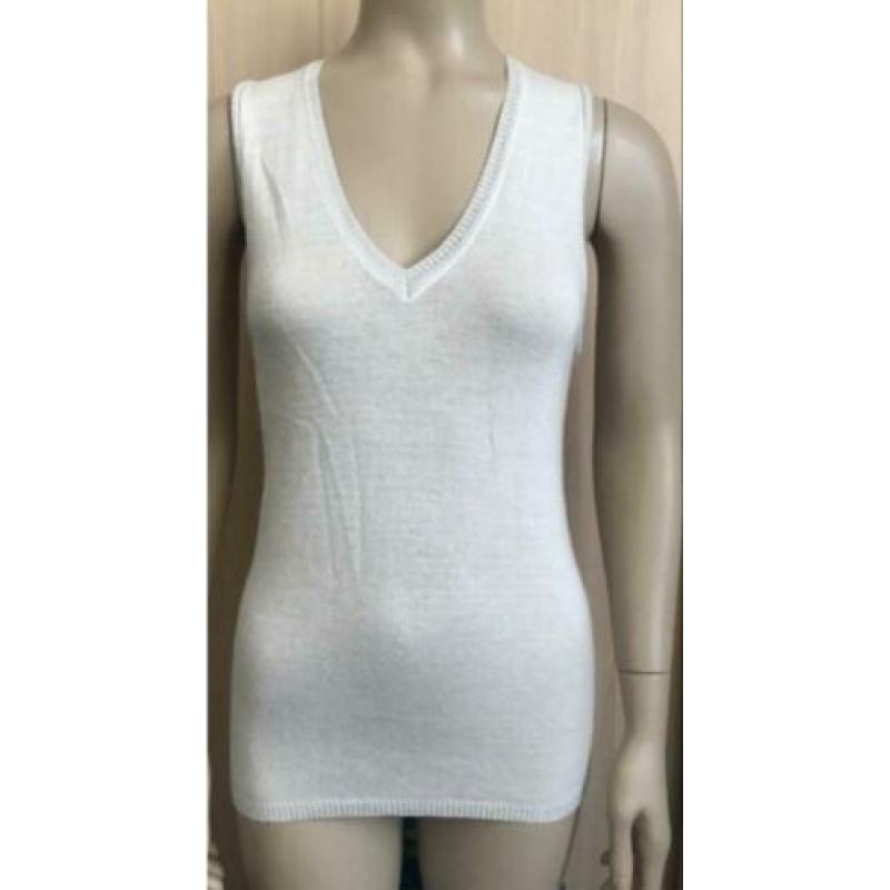 Top Tuniek gilet pullover bont parelmoer off white zilver 36