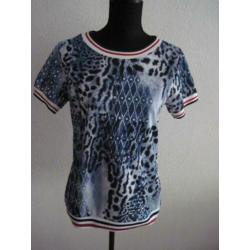 MADE IN ITALY Mooie BLAUWE MERK TOP IN TIJGERPRINT Mt 38/40