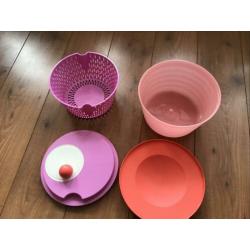 TUPPERWARE SLACENTRIFUGE / SLASLINGER, nieuw, roos wit kleur
