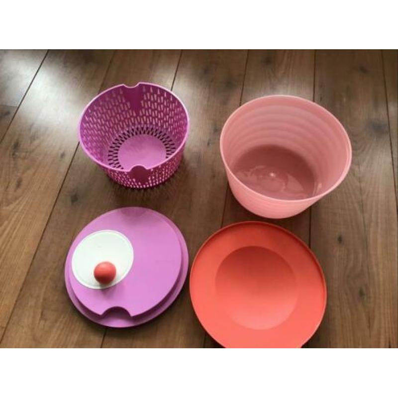 TUPPERWARE SLACENTRIFUGE / SLASLINGER, nieuw, roos wit kleur