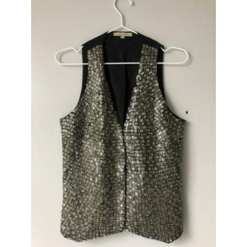 Sandro waistcoat met zilveren kralen buisjes, maat T2
