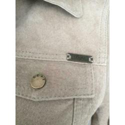D711 DEPT MAAT M=36/38 echt suede-leren jasje jas beige