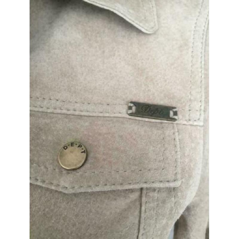 D711 DEPT MAAT M=36/38 echt suede-leren jasje jas beige