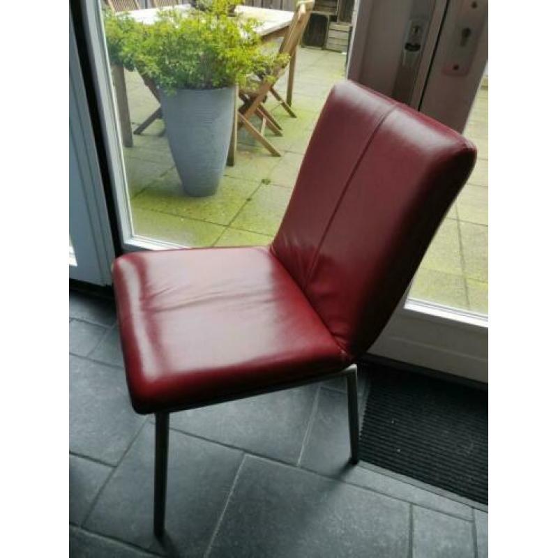 Eetkamerstoel leer 6x blauw, rood