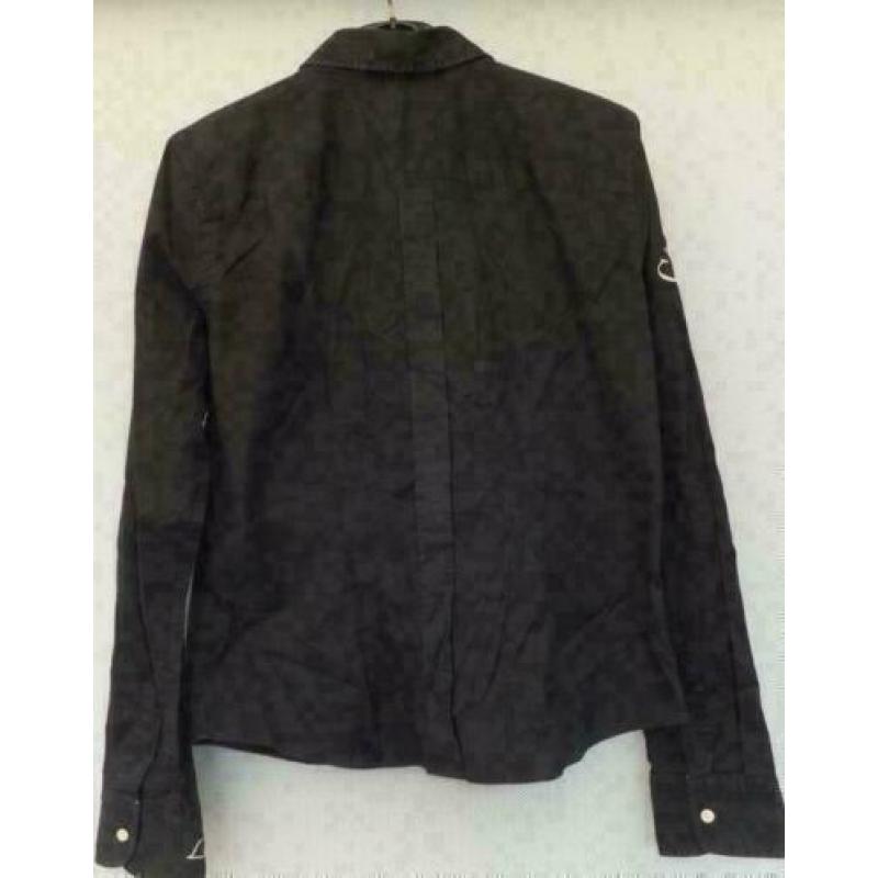 LA MARTINA zwart getailleerd stretch blouse mt L