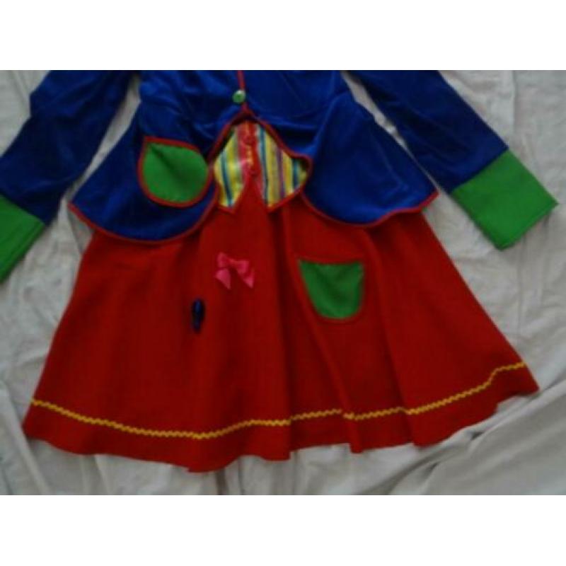 Leuke rood/blauw/geel CLOWNS/PIPPO/CIRCUS jurk