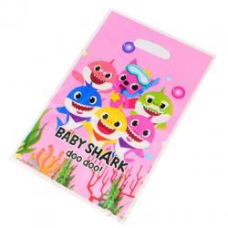 Roze baby shark verjaardag servies