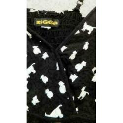 ZIGGA zwart/wit top met honden en poesen mt S
