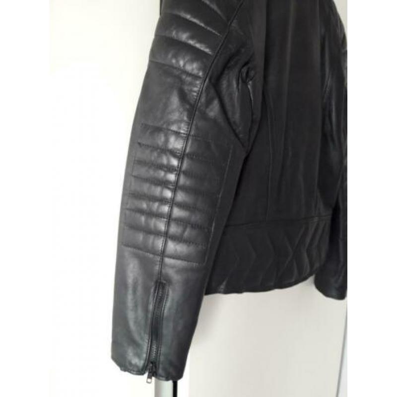 Klassiek zwart leren motorjack dames - maat S