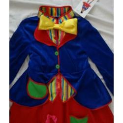 Leuke rood/blauw/geel CLOWNS/PIPPO/CIRCUS jurk