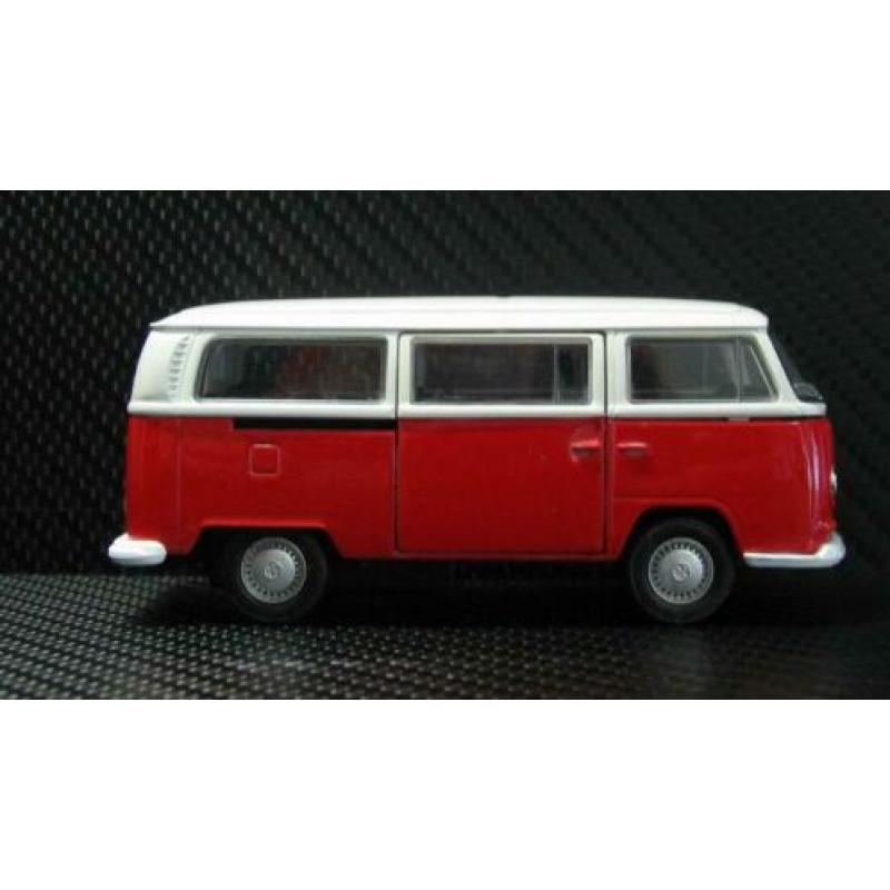1:32 Rood/witte Volkswagen personenbus T2+ doos