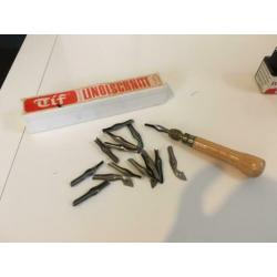 A206 Vintage - TIF-HOUDER met mesjes - Linoleumsnijden