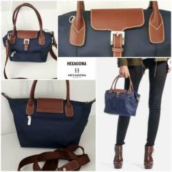 HEXAGONA Paris blauwe nylon handtas S
