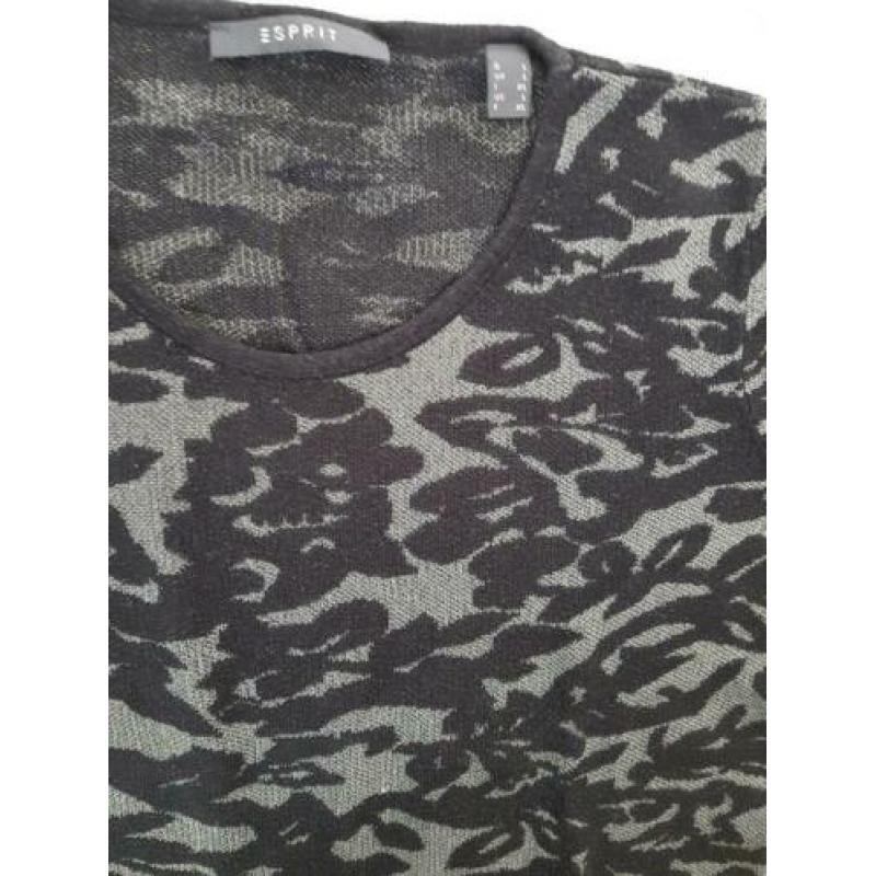 Nieuwe Esprit zwarte grijze longsleeve trui sweater, maat L