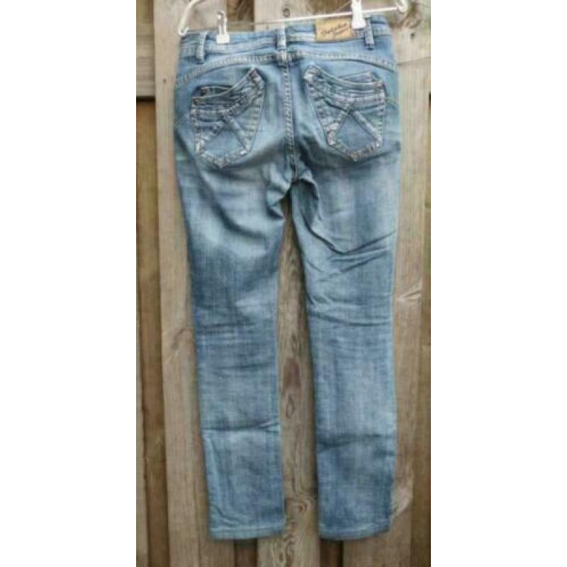 Geisha blauwe jeans met knopen spijkerbroek maat XS